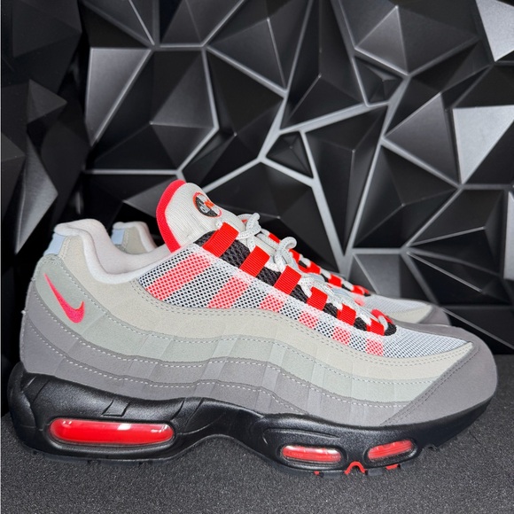 Nike Air Max 95 Men's Sneakers - Gray, Red, and Black - Picture 5 of 10